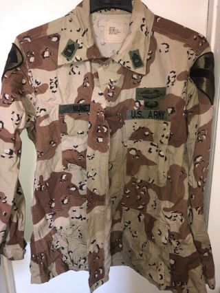 Us Army Desert Storm Camo Shirt Size Large Regular 1990 W/patches Aircav
