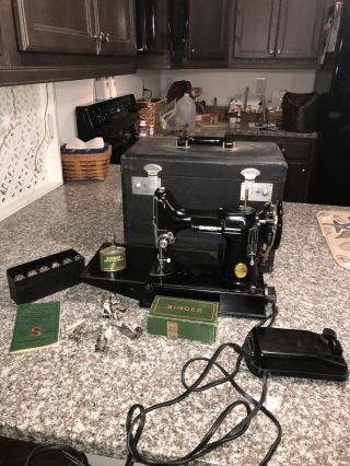 1949 Singer 221 Featherweight Sewing Machine W/case - Aj121788