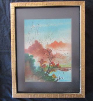 Vintage P Chan Signed And Painted On Linen Artwork Garden City York
