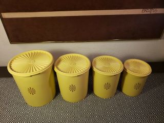 4 Canister Set Vintage Tupperware Harvest Gold Yellow Nesting Servalier Storage 3