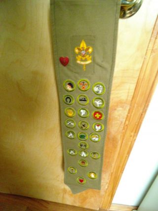 Boy Scout Sash With 24 Patches,  1 Pin