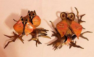 Vintage Retro Metal Tin Copper Owls Wall Hanging Owl Decor Set