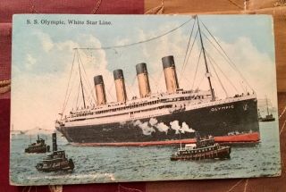 Steamer Olympic Color Postmarked White Star Line Titanic Britannic Sister Ship