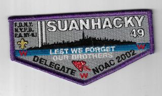 Oa 49 Suanhacky 2002 Noac Delegate Flap Pur Bdr.  Queens Ny [ny - 1693]