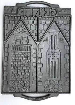 John Wright Cast Iron Christmas Victorian Gingerbread House 2 Side Cookie Mold