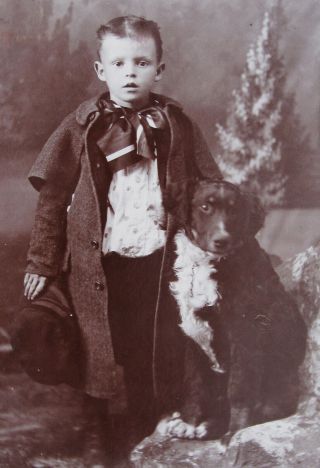 Cabinet Photo Of A Cute Little Boy Posing With His Dog Gorham Hampshire
