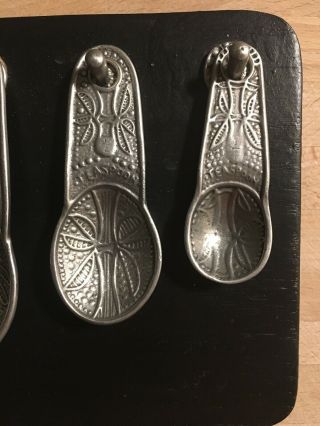 Vintage Pewter Measuring Spoons - Set Of 4 W/ Mounting Board 3