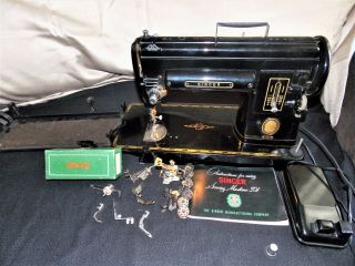 Singer 301 Slant Needle Sewing Machine And Accessories