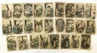 Complete Set Of 26 Photo Postcards W/letters Alphabet.  Photomontage Muse Child