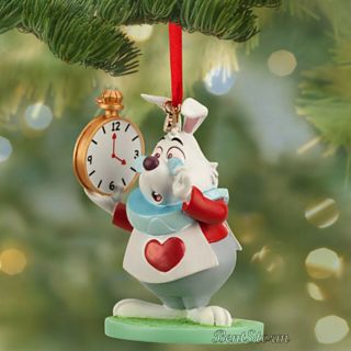 2013 Alice White Rabbit Clock Sketchbook Christmas Ornament Disney Store Nwt