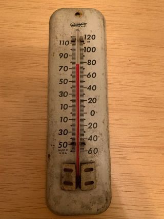 Vintage Ohio Metal Tin Thermometer 10 " Made In The Usa