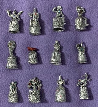 12 Comstock Pewter Thimbles Wizard Of Oz In Very