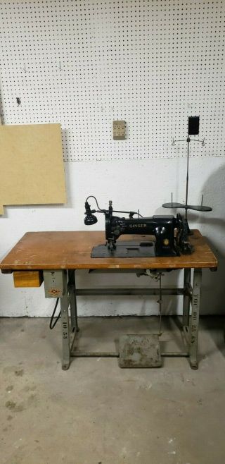 Singer 112w116 Heavy Duty Two Needle Feed Leather Upholstery Sewing W/ Puller