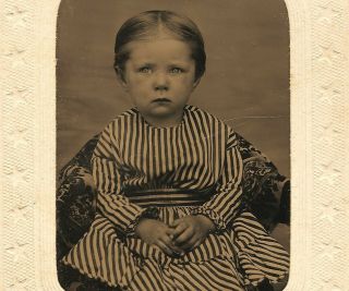Vintage Antique Civil War Era Tintype Photo Baby Girl Michigan Artist Attributed