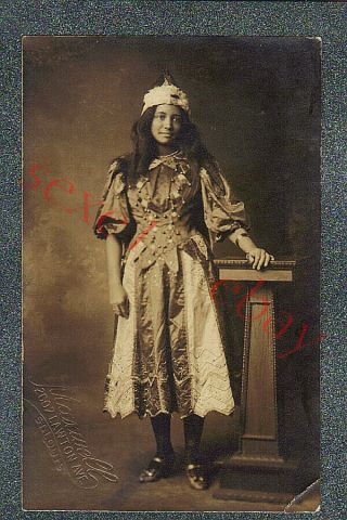 Attractive St Louis Black Girl Wearing Stars & Stripes - Circa 1912 Rppc Grade 4 -