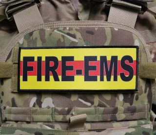 3x8 " Fire Ems Yellow Hook Plate Carrier Patch Firefighter Paramedic Emt Morale