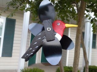 Woodpecker Mini Whirligigs Whirligig Windmill Yard Art Hand Made From Wood
