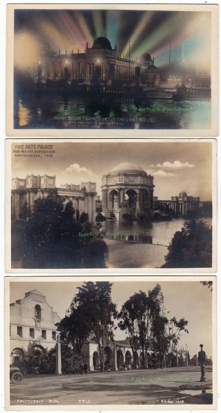 3 - Panama Pacific Exposition California - 1915 Photo Postcards Worlds Fair Sf