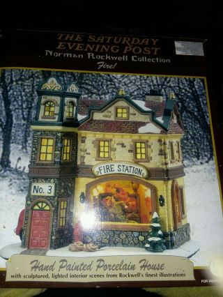 Norman Rockwell Fire Station Porcelain Light House Saturday Evening Post