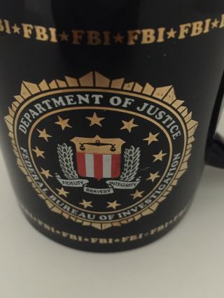 Fbi Department Of Justice Coffee Mug Heraldry Of The Seal Cup Gold / Cobalt