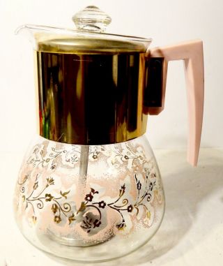 Vintage Mid Century Stovetop Percolator Coffee Pot Glass