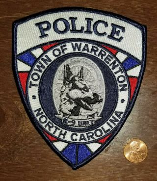 Nc Warrenton Police K9 Patch North Carolina Law Enforcement Sheriff Rare Dog