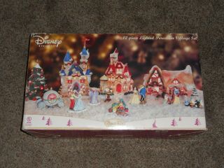 Disney Princess Brass Key Lighted Porcelain Christmas Village Set Holiday 2005
