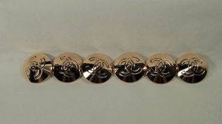 Set Of 6 Authentic Chanel Gold/copper Cone Shape Cc 28mm Shank Buttons