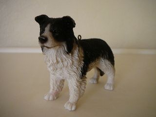 Cute Black & White Border Collie Dog Ornament