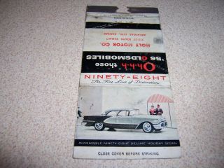 1956 Oldsmobile Niety - Eight,  Holt Motor Co.  Arkansas City Ks Vtg Matchbook Cover