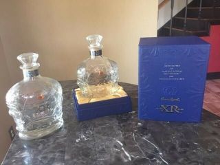 Crown Royal Xr Extra Rare Blue Empty Bottle (750 Ml),  Collectible Box,  And Bag