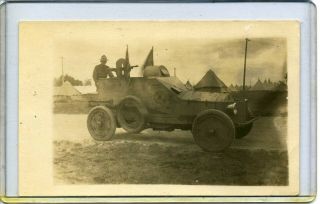 Rppc Military Armored Car & Machine Gun World War I Ww I