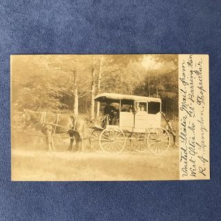 West Otis / Great Barrington Ma Rppc Postcard 1908 - 20’s U.  S.  Mail Wagon Horse