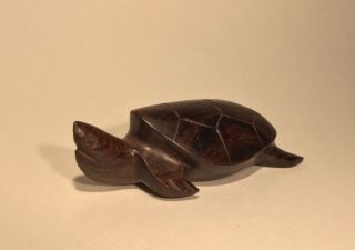 Hand Carved Small 4 1/4” Long Wood Turtle Sculptures Statue Figurines 2