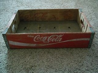 Vintage Coca - Cola Wooden Red Soda Pop 24 Bottle Crate Carrier Box Case Coke