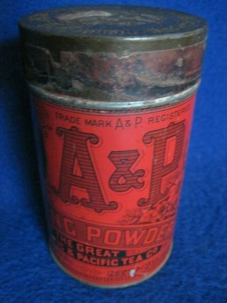 Vintage A&p Baking Powder 1 Pound Tin Great Atlantic & Pacific Tea Co