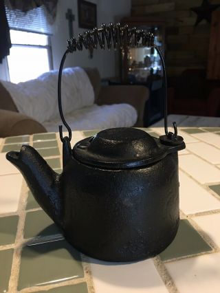 Antique Griswold Mini Salesman Sample Cast Iron Water Kettle Teapot