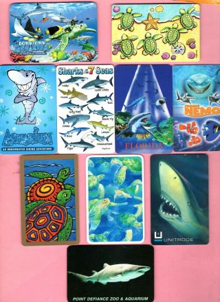 10 Single Swap Playing Cards Sharks & Turtles Fish Sea Life