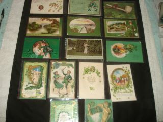 15 Vintage Antique Early 1900s St Patricks Day Irish Postcards Rare
