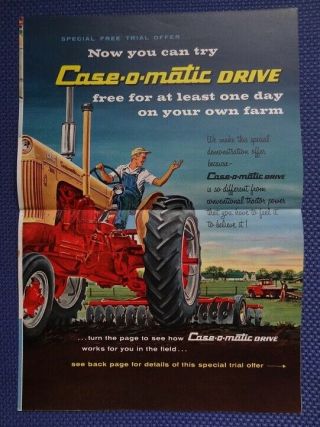 1958 CASE Farm Tractor Case - o - matic Drive Color Mailer Sales Brochure - 2