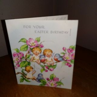 Vintage Angels With Bluebirds For Your Easter Birthday Card Gibson