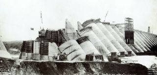1937 Vintage Photo Construction Of Buchanan Dam On The Colorado River Of Texas