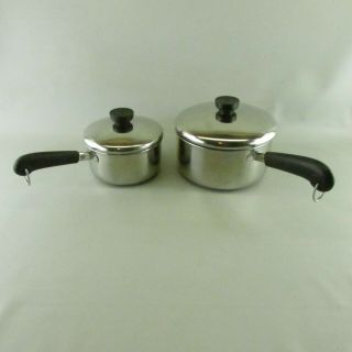 Set Of 2 Revere Ware 1801 Sauce Pans W/lids 1 Qt And 2 Qt Quart Stainless