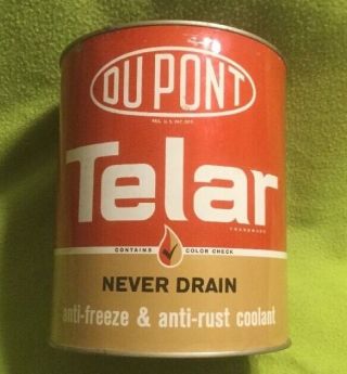 Vintage Dupont Telar Anti - Freeze & Anti Rust Coolant 1gallon