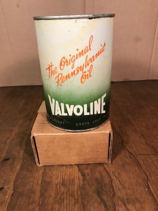 Vintage Early Valvoline 1 Quart Motor Oil Can Tin Empty