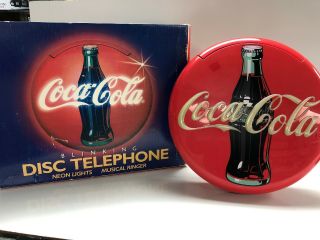1996 Coca Cola Disc Telephone Blinking Neon Musical Coke Vintage Phone W Box
