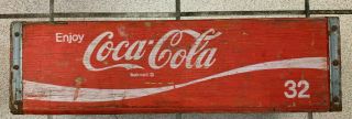 1974 " Enjoy Coca - Cola " Red Wood Crate For 32 Oz Bottles Chattanooga Tn