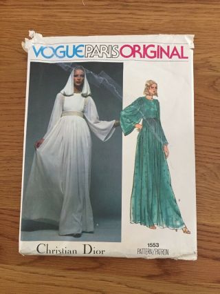 Vintage Vogue Paris Sewing Pattern Dior 1553 Uncut,  Size 14 Rare Label