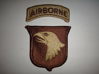 Set Of 2 Us Army Desert Tan Patches: Airborne,  101st Airborne Division