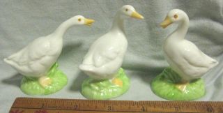 3 Vintage Porcelain Goose Or White Penking Ping Duck Figurines Japan